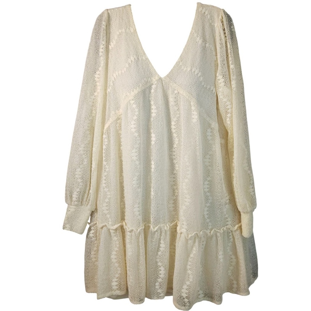 BB Dakota by Steve Madden Lace Drop Waist Ruffle Dress